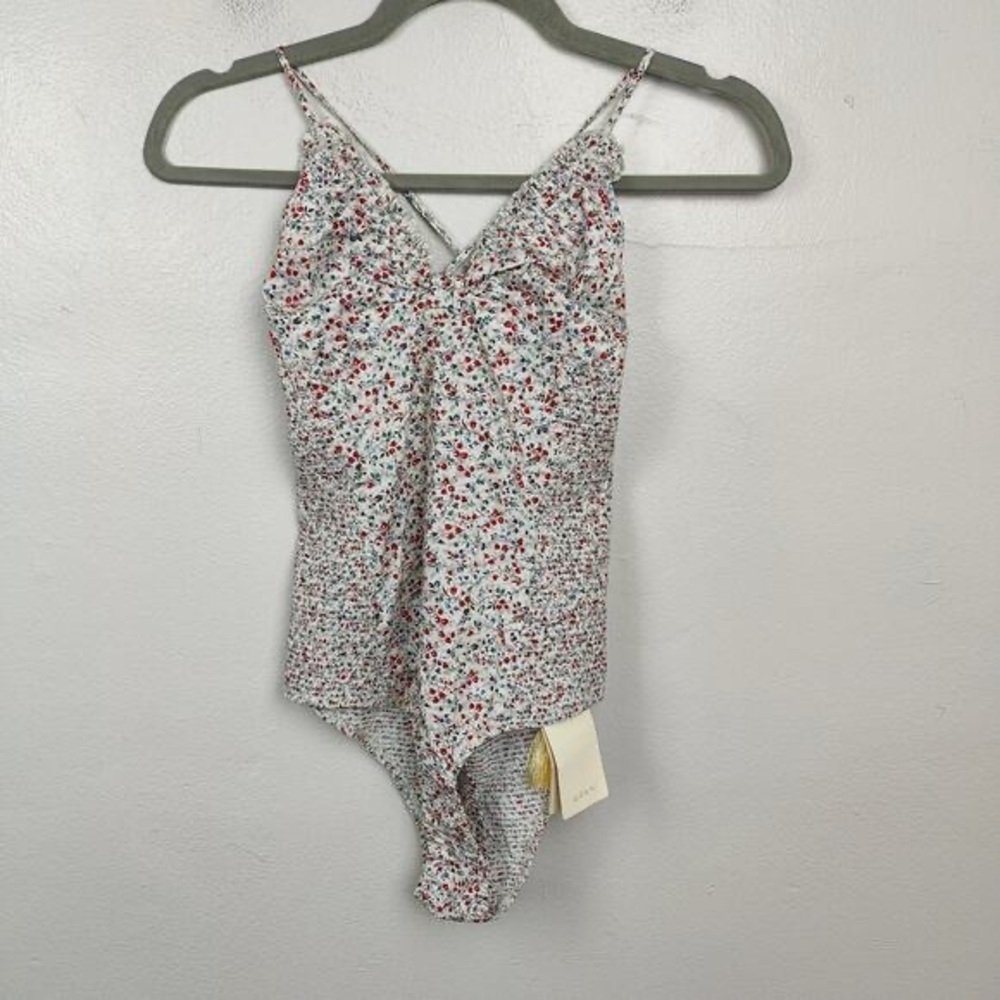 Doen Tropez Swimsuit Womens Small Briarwood Floral Cotton Ditzy NWT One PIece